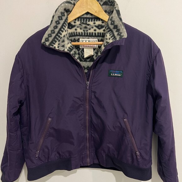 Vintage LL BEAN Purple Fleece Lined Warm Up Jacket size - Picture 1 of 5